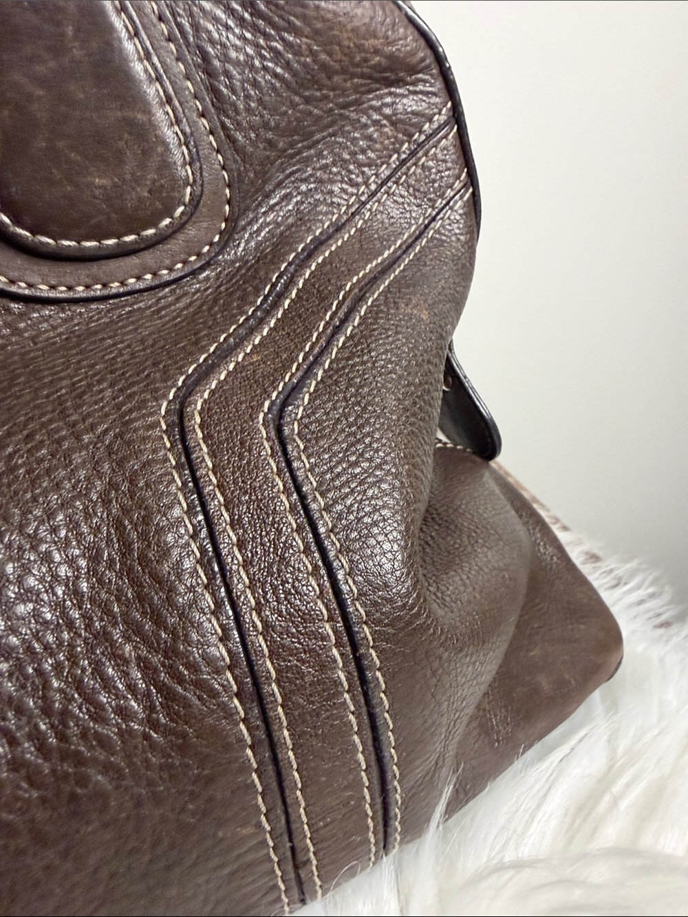 Danier Dark Brown Leather Satchel with Metal Logo Plate - Picture 10 of 16